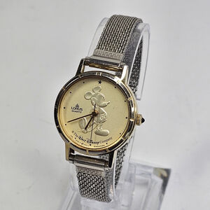 Vintage Lorus Disney Mickey Quartz Watch Y481-1730 Gold Tone Adjustable Strap